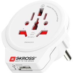 Reseadapter Världen till Europa USB-A 12W Jordad