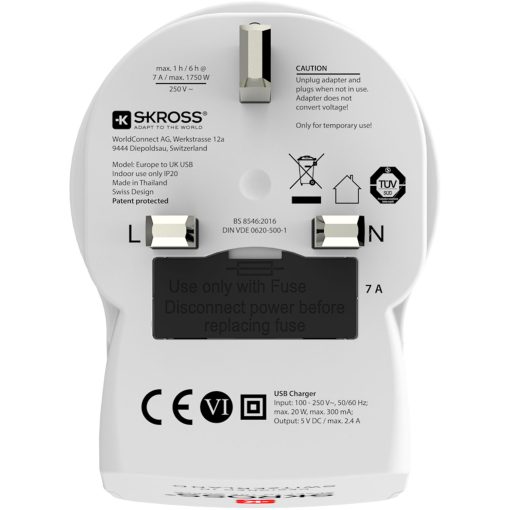 Reseadapter Europa till UK m.fl. 2xUSB-A 12W Jordad - Image 3