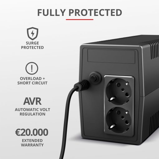 Paxxon 800VA UPS 2st uttag Schuko - Image 4