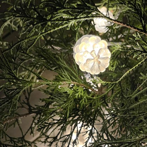 Pine 10m ljusslinga vita ljusskimrande kottar - Image 3