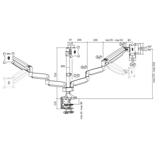 Monitorarm trippel 13-32" gas - Image 12