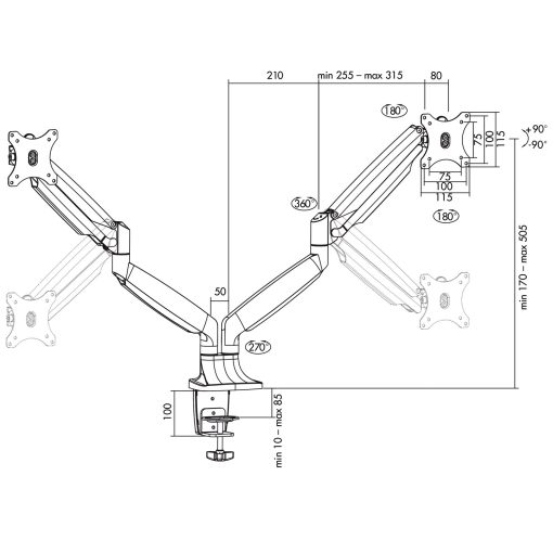 Monitorarm dubbel 13-32" gas A - Image 9