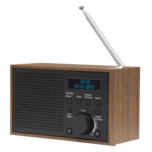 Radio DAB+/FM Klocka Alarm DAB-46DGR Trä/Grafitgrå