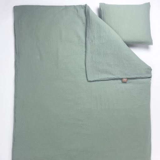 Påslakan Spjälsäng Muslin Frosty Green - Image 3