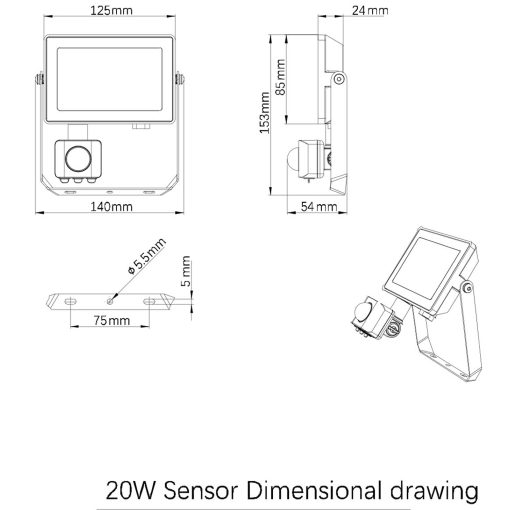 ProjectLine Strålkastare 20W 1800lm Sensor - Image 5