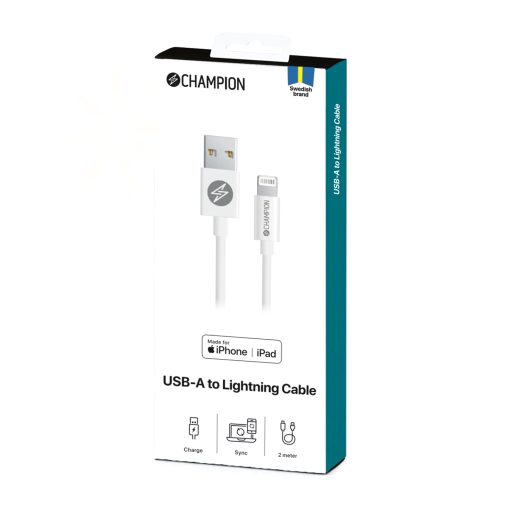 USB-A till Lightning Kabel 2m Vit - Image 5