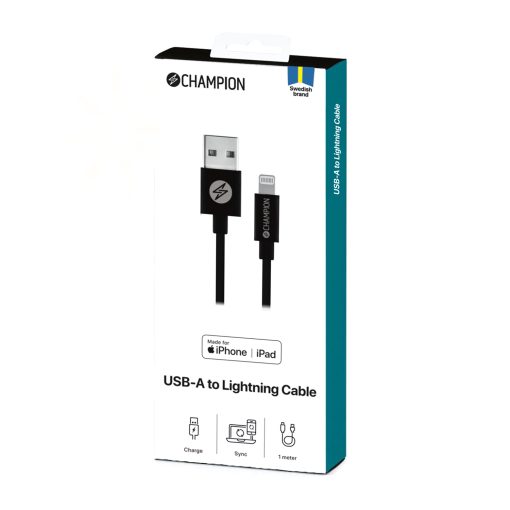 USB-A till Lightning Kabel 1m Svart - Image 4