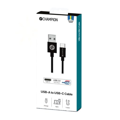 USB-A till USB-C Kabel 1m Svart - Image 5