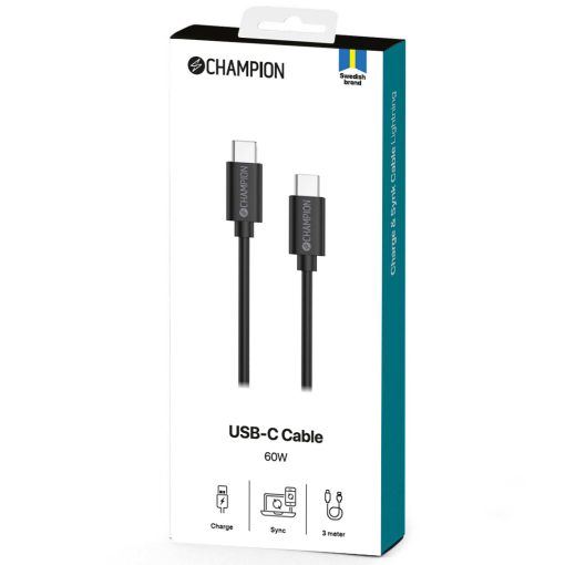 USB-C Kabel 60W 3m Svart - Image 3