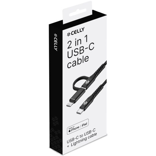 2-i-1-kabel USB-C - USB-C/Lightning 60W 1m Svart - Image 3