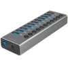 USB-hub 10+1-port med separata På/Av-knappar USB 3.2 Gen 1