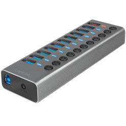 USB-hub 10+1-port med separata På/Av-knappar USB 3.2 Gen 1