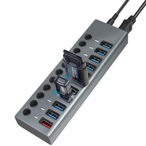 USB-hub 10+1-port med separata På/Av-knappar USB 3.2 Gen 1 - Image 4