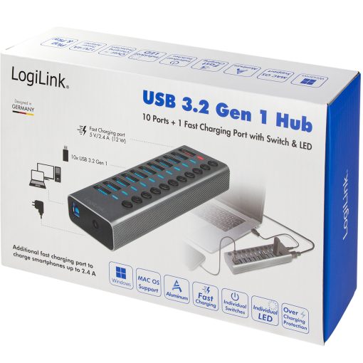 USB-hub 10+1-port med separata På/Av-knappar USB 3.2 Gen 1 - Image 11