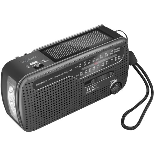 Vevradio med ficklampa och solcell Svart - Image 7