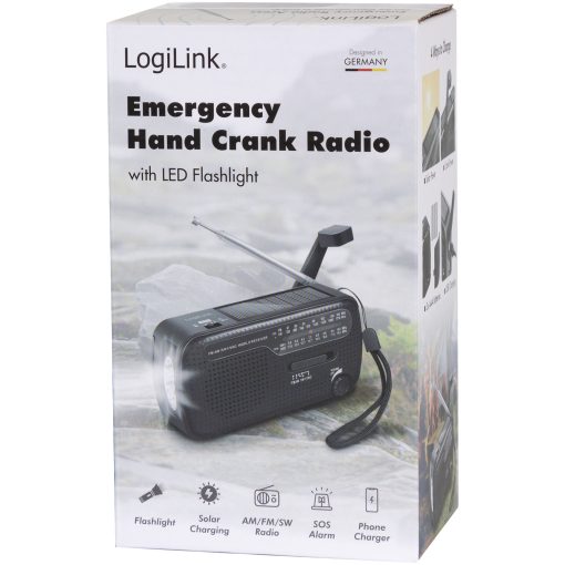 Vevradio med ficklampa och solcell Svart - Image 9