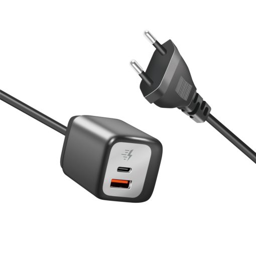 USB-laddare 1xUSB-A + 1xUSB-C med fast kabel 1,5m GaN 30W - Image 7