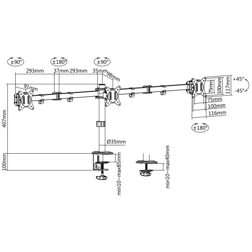 Monitorarm trippel 17-27" 2x658mm - Image 8