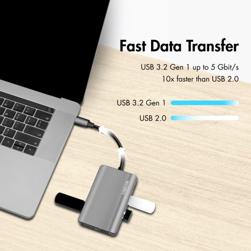USB-C-dockningsstation 7-i-1 HDMI/VGA/RJ45/USB-C 100W PD - Image 4