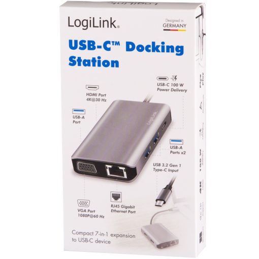 USB-C-dockningsstation 7-i-1 HDMI/VGA/RJ45/USB-C 100W PD - Image 14