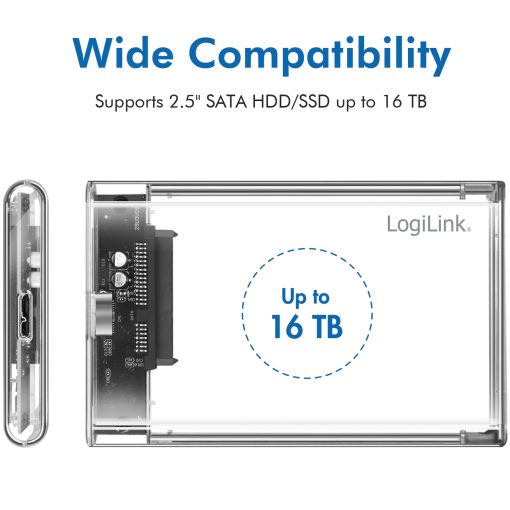 Hårdiskkabinett 2,5" SATA USB 3.0 Skruvfri design Transparent - Image 5