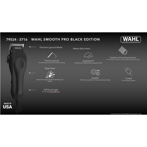 Professionell Hårklippare Smooth PRO BLACK EDITION - Image 7