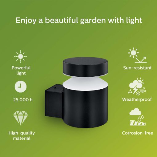 Laven LED-vägglampa Upp Rostfritt stål Svart IP44 Varmit 6W 600lm - Image 23