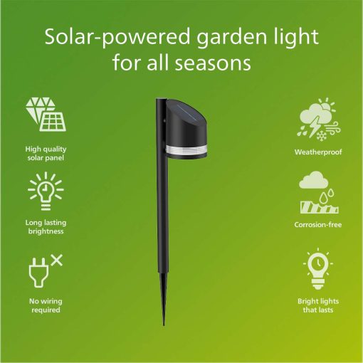 Fyve Trädgårdslampa Vinklad Solcell Ultra Efficient LED 200lm Svart - Image 9