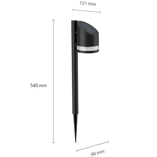 Fyve Trädgårdslampa Vinklad Solcell Ultra Efficient LED 200lm Svart - Image 4