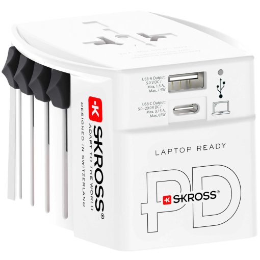 Världsreseadapter MUV USB AC65PD USB-A+USB-C PD 65W Ojordad