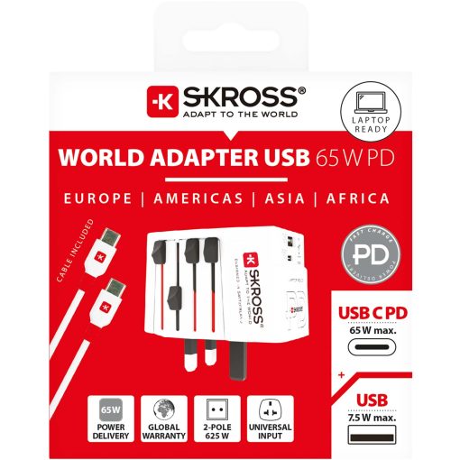 Världsreseadapter MUV USB AC65PD USB-A+USB-C PD 65W Ojordad - Image 9