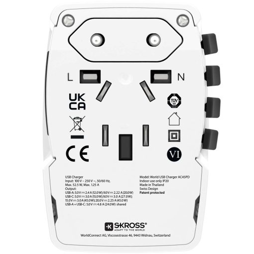 Världsreseadapter PRO Light USB AC45PD World PD 45W Jordad - Image 4