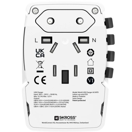 Världsreseladdare AC45PD USB-A+USB-C PD 45W Ojordad - Image 4