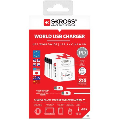 Världsreseladdare AC45PD USB-A+USB-C PD 45W Ojordad - Image 10