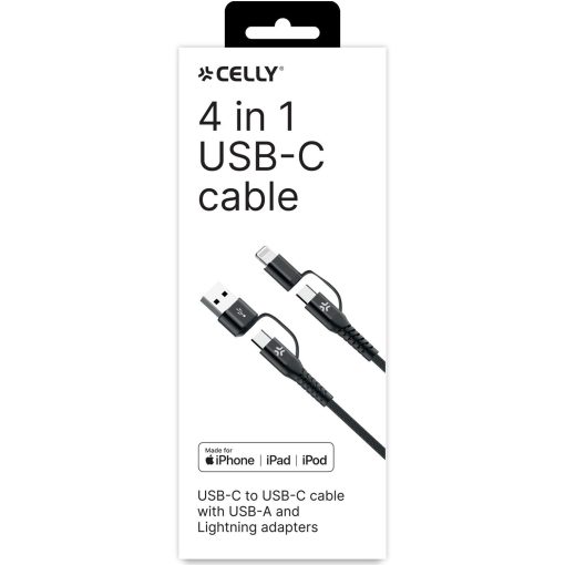 4-i-1-kabel USB-C/USB-A till USB-C/Lightning Max 60W 2 m Svart - Image 7