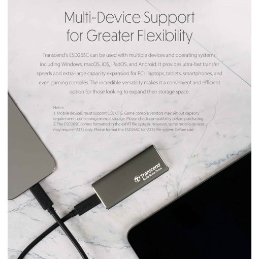 Portabel SSD ESD256C USB-C 1TB 10Gbps (R1050/W950 Mb/s) Aluminium - Image 7