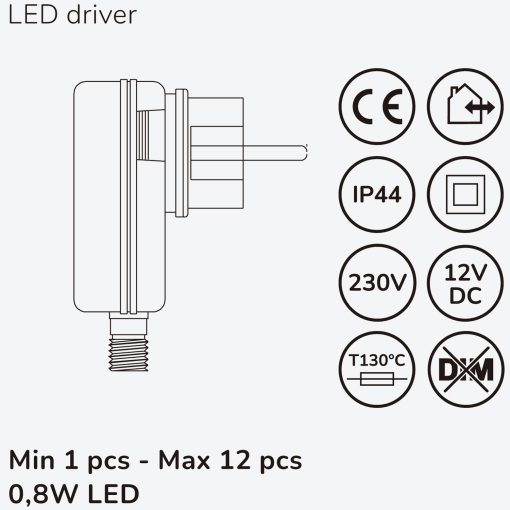 Allan Steplight kit 4-pack inkl strömadapter 12V 3000K 5lm IP67 - Image 5