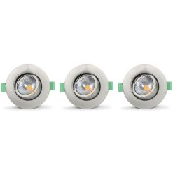 Lisa Dimbar Infälld downlight 3000K 600lm IP65 3-pack Borstad stål