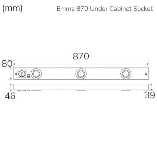Emma 870 Köksbänksbelysning 2xspot + uttag 3000K 650lm 870cm - Image 3