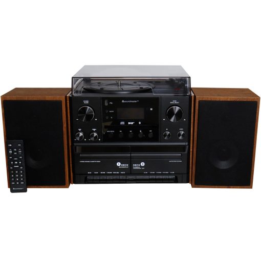 Musik-anläggning Vinyl Radio CD Dubbel-kassett Bluetooth Högtalare MCD5600BR Trä - Image 4