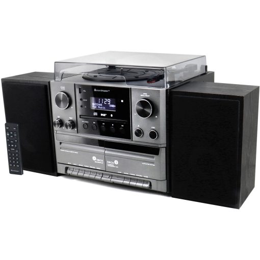 Musik-anläggning Vinyl Radio CD Dubbel-kassett Bluetooth Högtalare MCD5600SW Silvergrå
