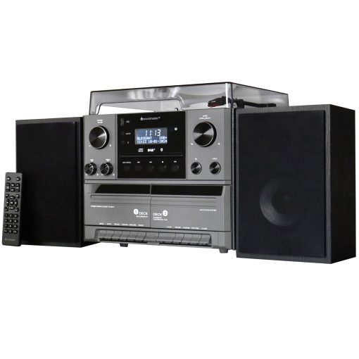 Musik-anläggning Vinyl Radio CD Dubbel-kassett Bluetooth Högtalare MCD5600SW Silvergrå - Image 3