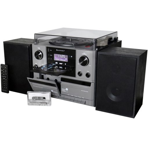Musik-anläggning Vinyl Radio CD Dubbel-kassett Bluetooth Högtalare MCD5600SW Silvergrå - Image 6