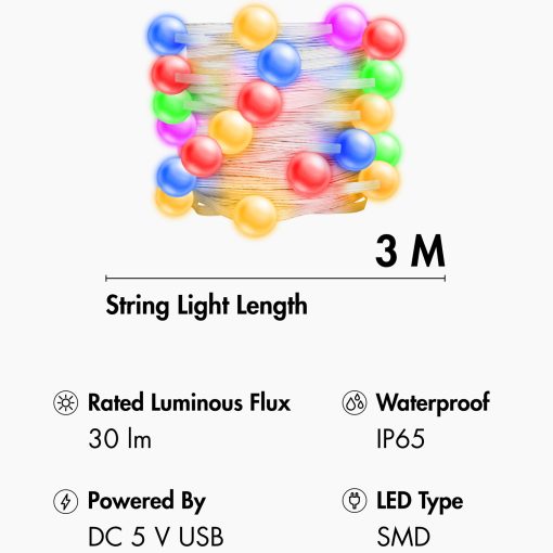 RGB-ljusslinga med fjärrkontroll och WiFi Tuya IP65 3 m - Image 8