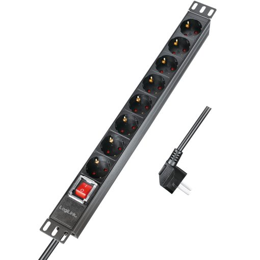 8-vägs grenuttag med brytare för 19"-rack U1 Svart - Image 24
