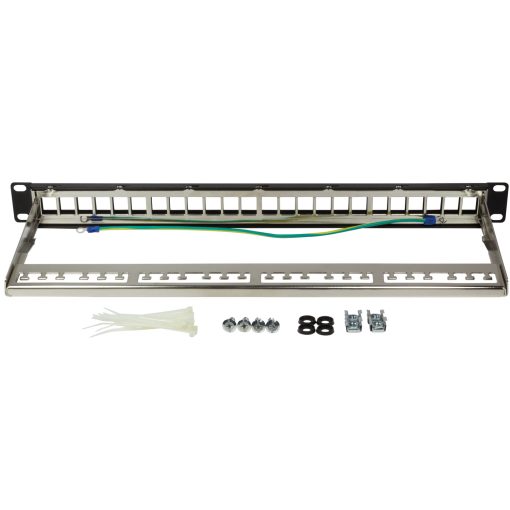 Patchpanel för 24st Keystone-uttag för 19" rack U1 Svart - Image 3