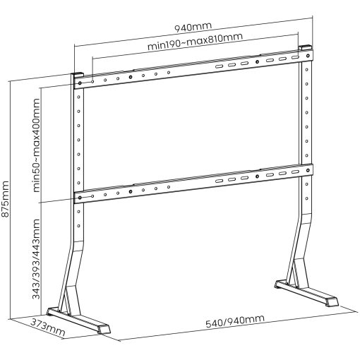 Bordsstativ för TV 45"-90" max 60kg Svart - Image 24