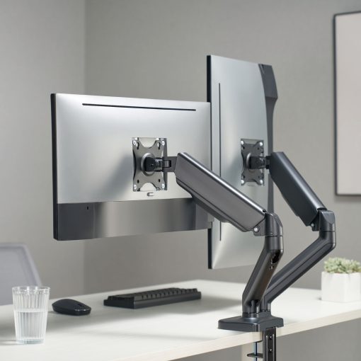 Monitorarm dubbel med fjäder 17"-32" Svart - Image 3