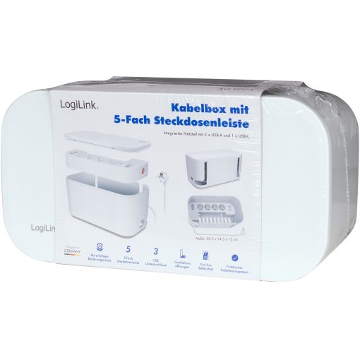 Cable box - Kabelgömma med grenuttag + USB-A/USB-C-laddning Vit - Image 9