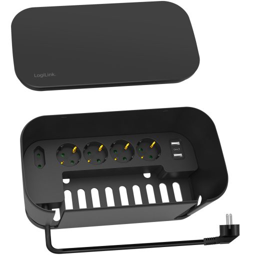 Cable box - Kabelgömma med grenuttag + USB-A/USB-C-laddning Svart - Image 12